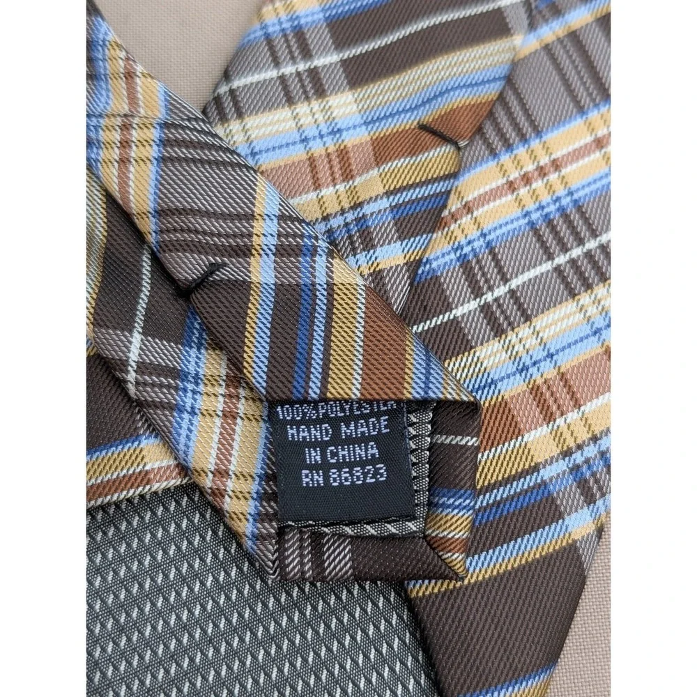 Alexander Julian Colours 100% Polyester Blue White Black Checkered Neck Tie‎